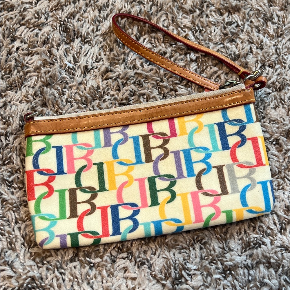 Dooney & Bourke Vintage Retro Rainbow Zip Wristlet - Picture 5 of 11